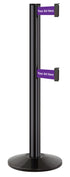 Beltrac 3000 ADA Portable Dual-Belt Stanchion | 10 FT Belts - GB - Gloss Black - SU - Custom Printing