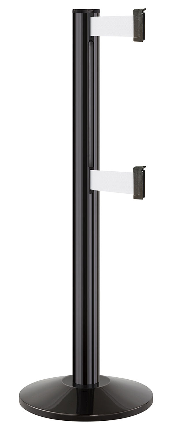Beltrac 3000 ADA Portable Dual-Belt Stanchion | 10 FT Belts - GB - Gloss Black - WT - White