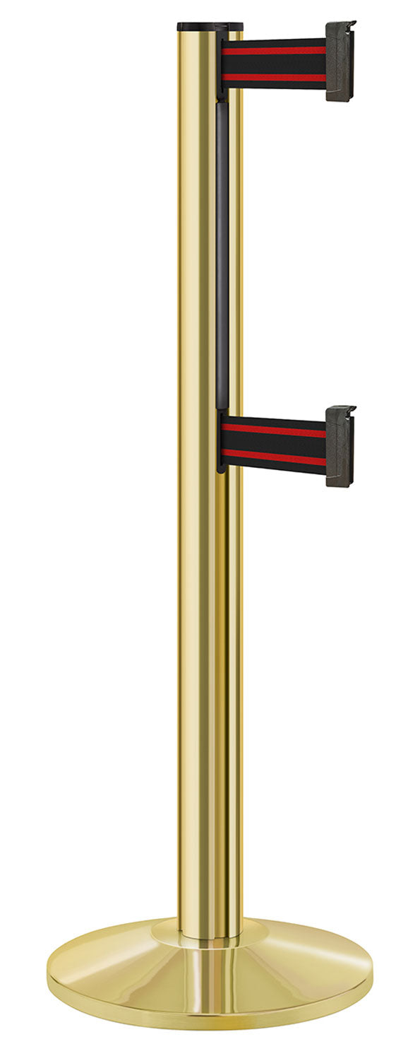 Beltrac 3000 ADA Portable Dual-Belt Stanchion | 10 FT Belts - GD - Gold - BR - Black/Red