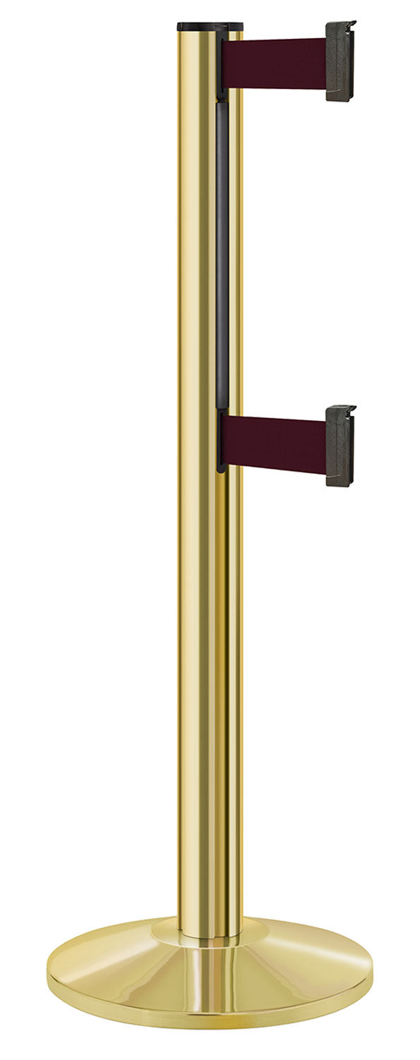 Beltrac 3000 ADA Portable Dual-Belt Stanchion | 10 FT Belts - GD - Gold - BY - Burgundy