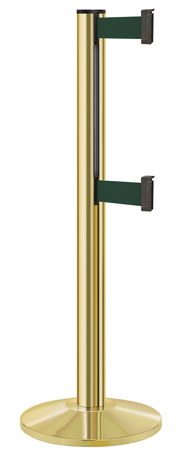 Beltrac 3000 ADA Portable Dual-Belt Stanchion | 10 FT Belts - GD - Gold - FG - Forest Green