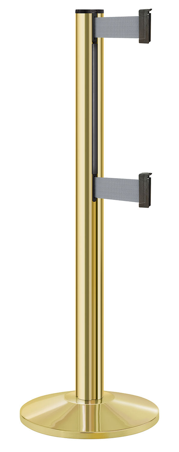 Beltrac 3000 ADA Portable Dual-Belt Stanchion | 10 FT Belts - GD - Gold - GY - Gray