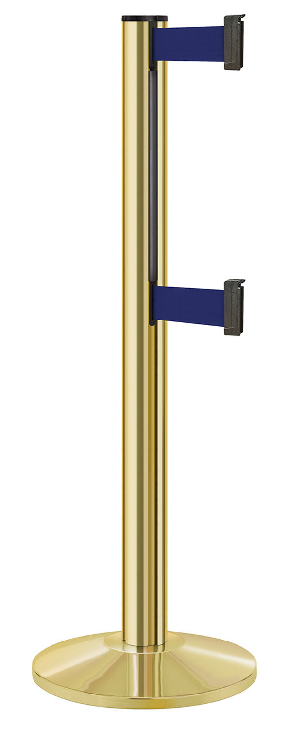 Beltrac 3000 ADA Portable Dual-Belt Stanchion | 10 FT Belts - GD - Gold - MB - Marine Blue