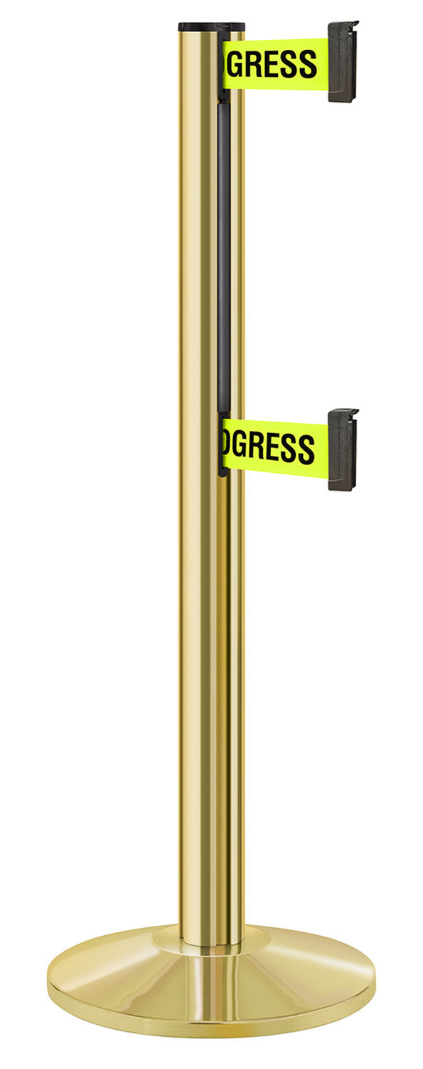 Beltrac 3000 ADA Portable Dual-Belt Stanchion | 10 FT Belts - GD - Gold - S2 - Maintenance in Progress