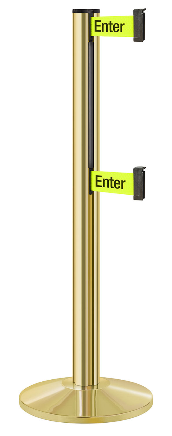 Beltrac 3000 ADA Portable Dual-Belt Stanchion | 10 FT Belts - GD - Gold - S6 - Caution / Do Not Enter