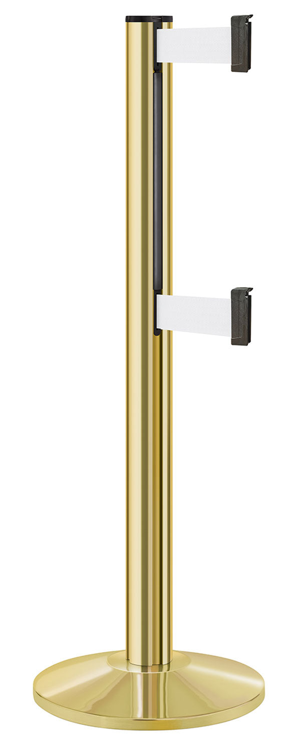 Beltrac 3000 ADA Portable Dual-Belt Stanchion | 10 FT Belts - GD - Gold - WT - White
