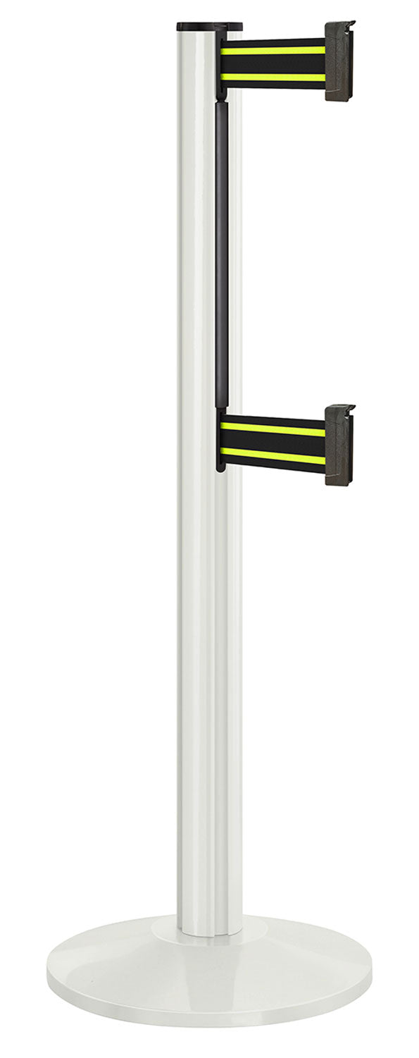Beltrac 3000 ADA Portable Dual-Belt Stanchion | 10 FT Belts - LW - Lavi White - BN - Black/Yellow