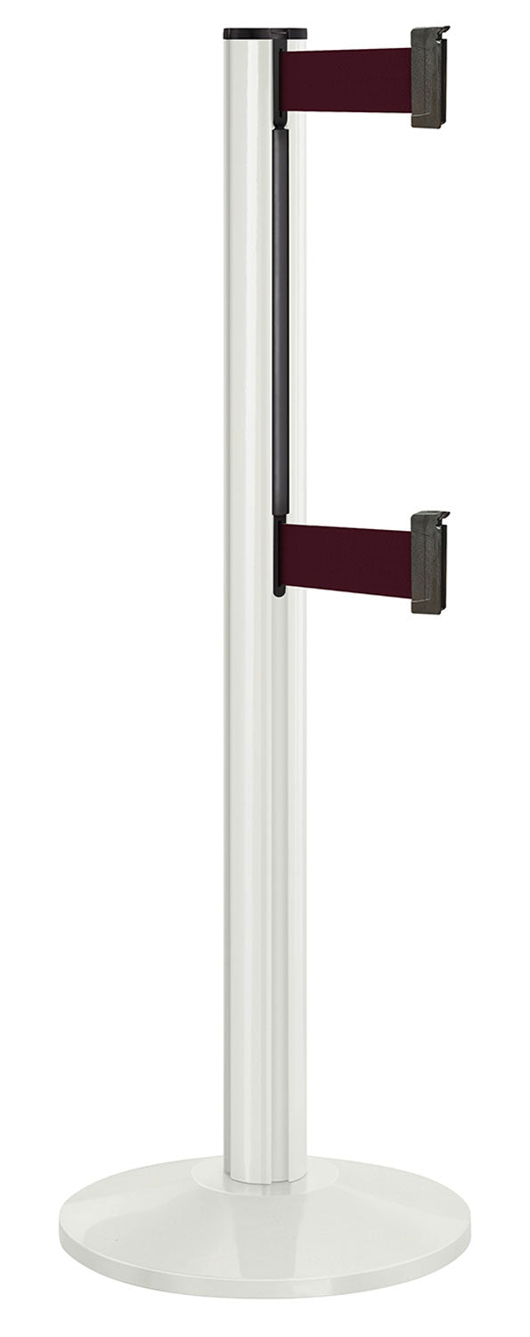 Beltrac 3000 ADA Portable Dual-Belt Stanchion | 10 FT Belts - LW - Lavi White - BY - Burgundy