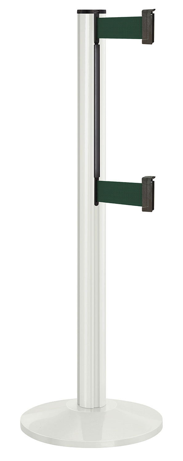 Beltrac 3000 ADA Portable Dual-Belt Stanchion | 10 FT Belts - LW - Lavi White - FG - Forest Green