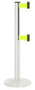 Beltrac 3000 ADA Portable Dual-Belt Stanchion | 10 FT Belts - LW - Lavi White - FY - Florescent Yellow