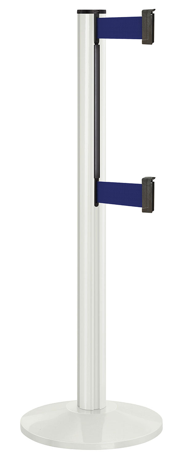 Beltrac 3000 ADA Portable Dual-Belt Stanchion | 10 FT Belts - LW - Lavi White - MB - Marine Blue