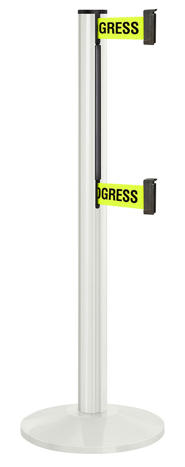 Beltrac 3000 ADA Portable Dual-Belt Stanchion | 10 FT Belts - LW - Lavi White - S2 - Maintenance in Progress
