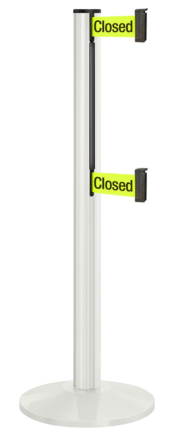 Beltrac 3000 ADA Portable Dual-Belt Stanchion | 10 FT Belts - LW - Lavi White - S9 - Temporarily Closed (Double-Sided)