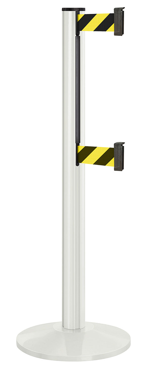 Beltrac 3000 ADA Portable Dual-Belt Stanchion | 10 FT Belts - LW - Lavi White - SF - Safety Stripe