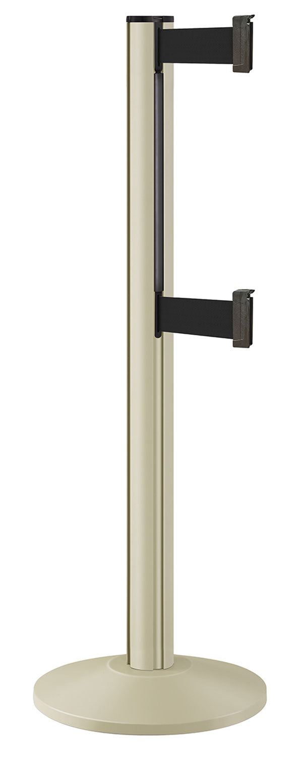 Beltrac 3000 ADA Portable Dual-Belt Stanchion | 10 FT Belts - PS - Pacific Sand - BK - Black