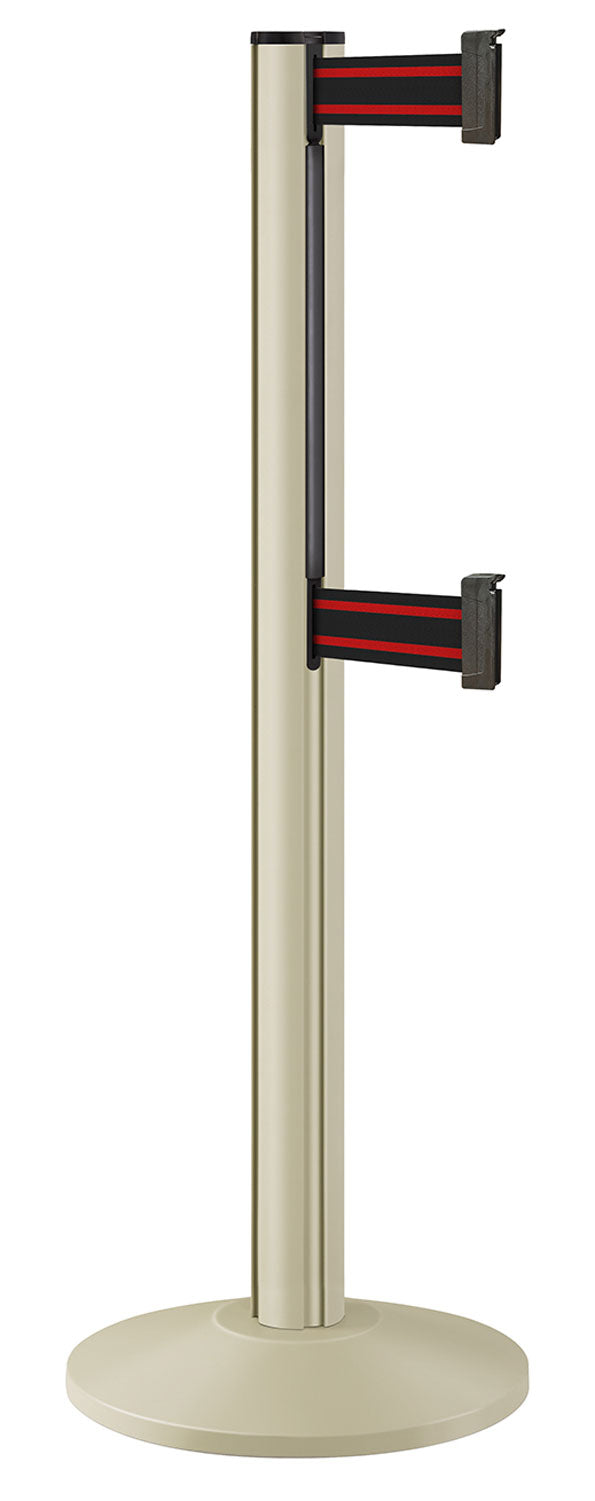 Beltrac 3000 ADA Portable Dual-Belt Stanchion | 10 FT Belts - PS - Pacific Sand - BR - Black/Red