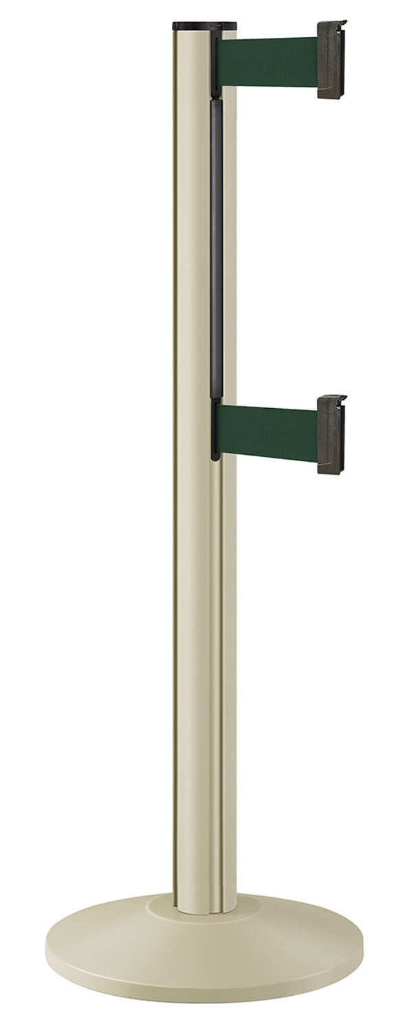 Beltrac 3000 ADA Portable Dual-Belt Stanchion | 10 FT Belts - PS - Pacific Sand - FG - Forest Green