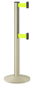 Beltrac 3000 ADA Portable Dual-Belt Stanchion | 10 FT Belts - PS - Pacific Sand - FY - Florescent Yellow