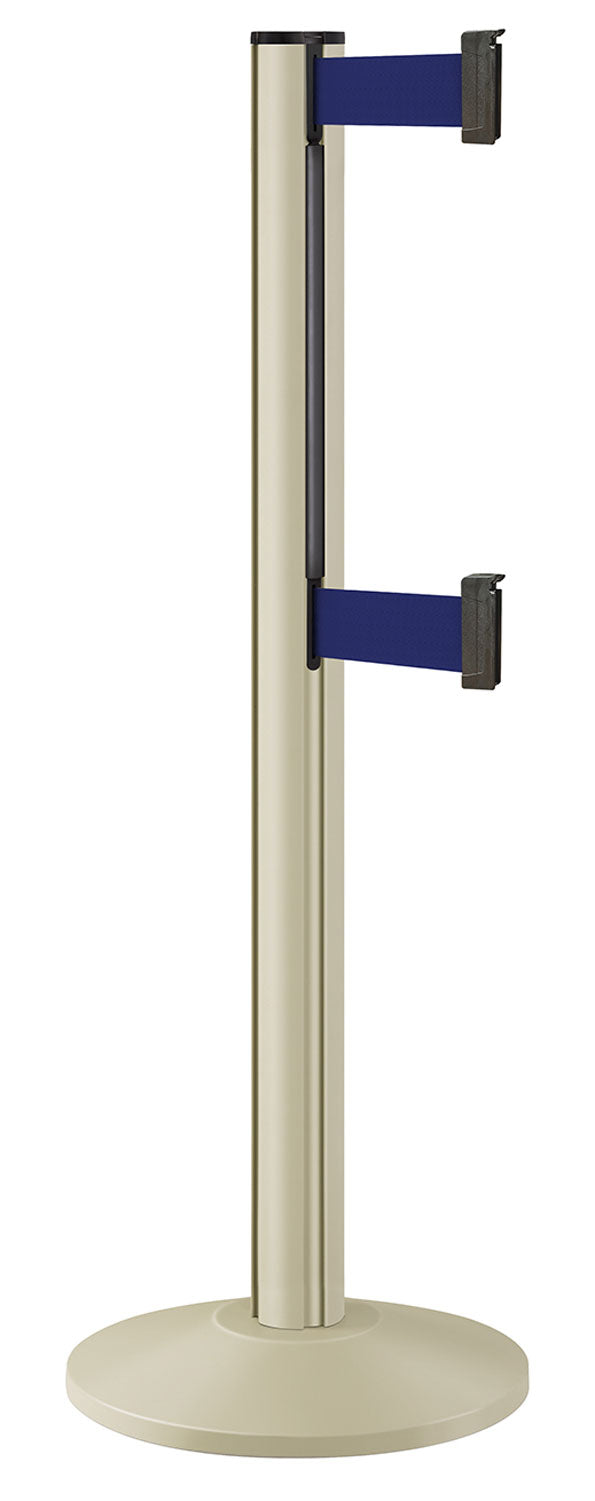 Beltrac 3000 ADA Portable Dual-Belt Stanchion | 10 FT Belts - PS - Pacific Sand - MB - Marine Blue