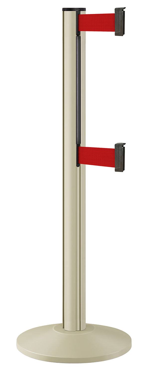 Beltrac 3000 ADA Portable Dual-Belt Stanchion | 10 FT Belts - PS - Pacific Sand - RD - Red