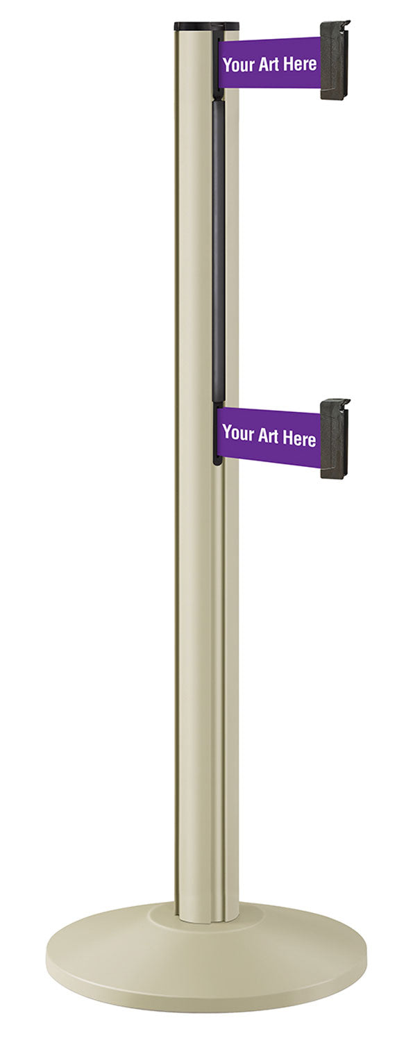 Beltrac 3000 ADA Portable Dual-Belt Stanchion | 10 FT Belts - PS - Pacific Sand - SU - Custom Printing