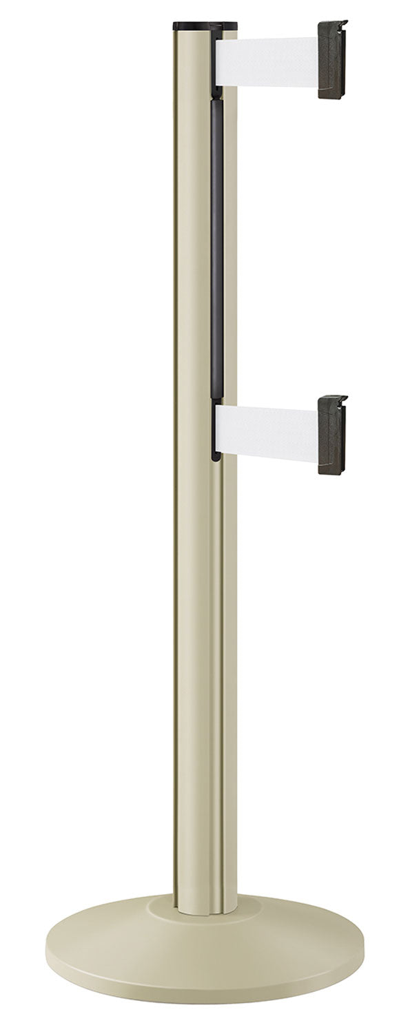 Beltrac 3000 ADA Portable Dual-Belt Stanchion | 10 FT Belts - PS - Pacific Sand - WT - White