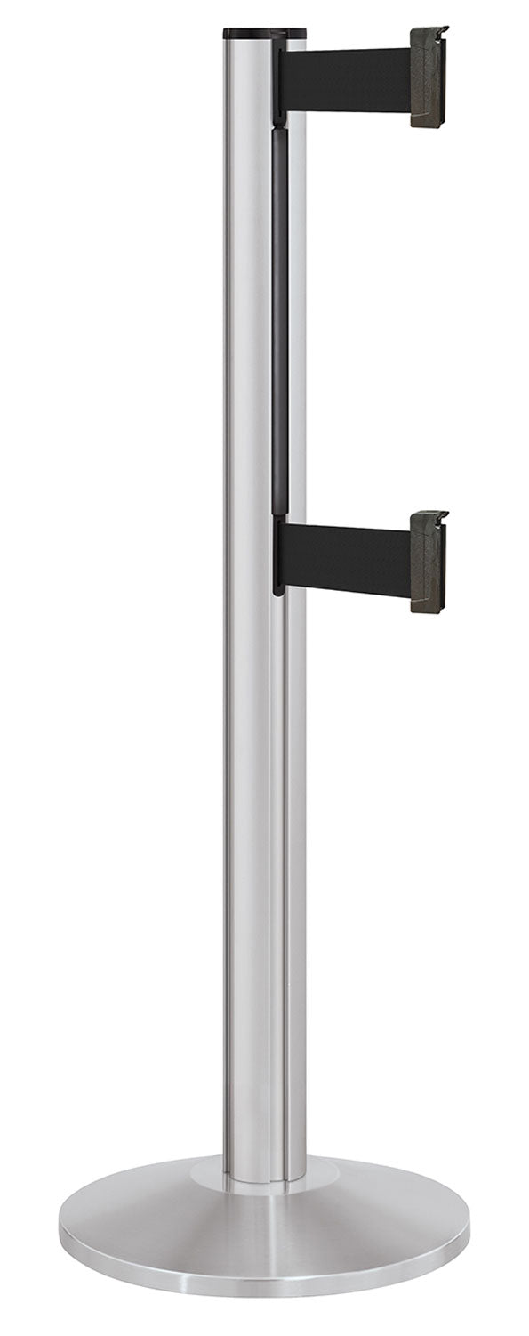 Beltrac 3000 ADA Portable Dual-Belt Stanchion | 10 FT Belts - SA - Satin - BK - Black