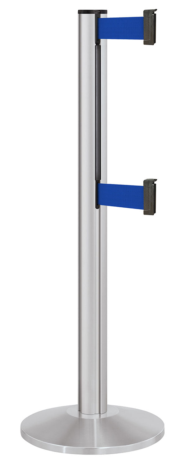 Beltrac 3000 ADA Portable Dual-Belt Stanchion | 10 FT Belts - SA - Satin - BL - Blue