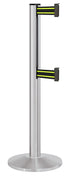 Beltrac 3000 ADA Portable Dual-Belt Stanchion | 10 FT Belts - SA - Satin - BN - Black/Yellow