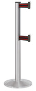Beltrac 3000 ADA Portable Dual-Belt Stanchion | 10 FT Belts - SA - Satin - BR - Black/Red