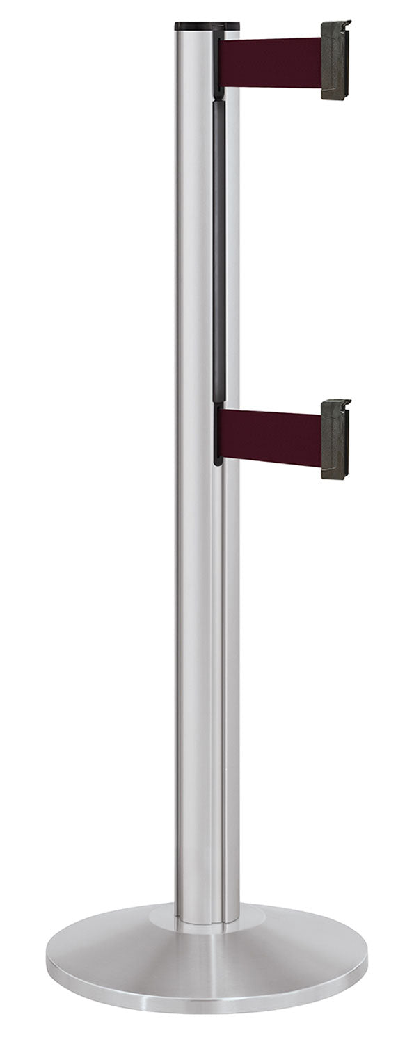 Beltrac 3000 ADA Portable Dual-Belt Stanchion | 10 FT Belts - SA - Satin - BY - Burgundy