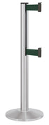 Beltrac 3000 ADA Portable Dual-Belt Stanchion | 10 FT Belts - SA - Satin - FG - Forest Green
