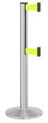 Beltrac 3000 ADA Portable Dual-Belt Stanchion | 10 FT Belts - SA - Satin - FY - Florescent Yellow
