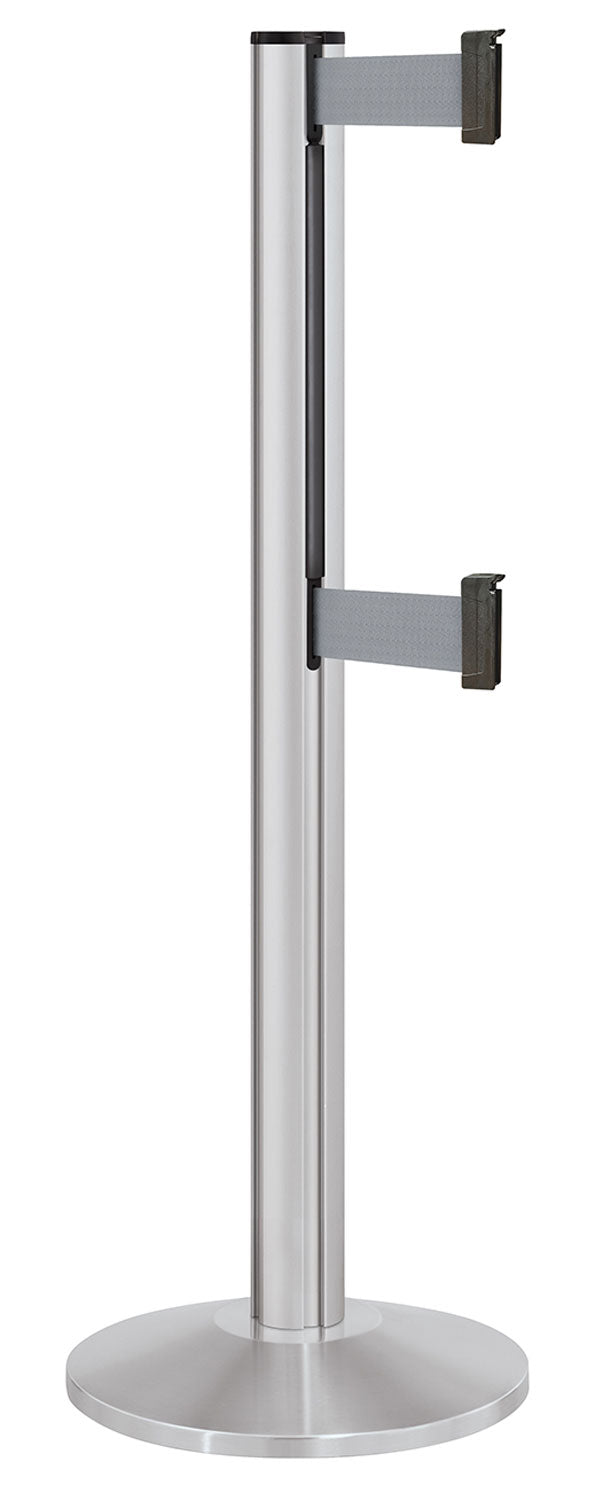 Beltrac 3000 ADA Portable Dual-Belt Stanchion | 10 FT Belts - SA - Satin - GY - Gray