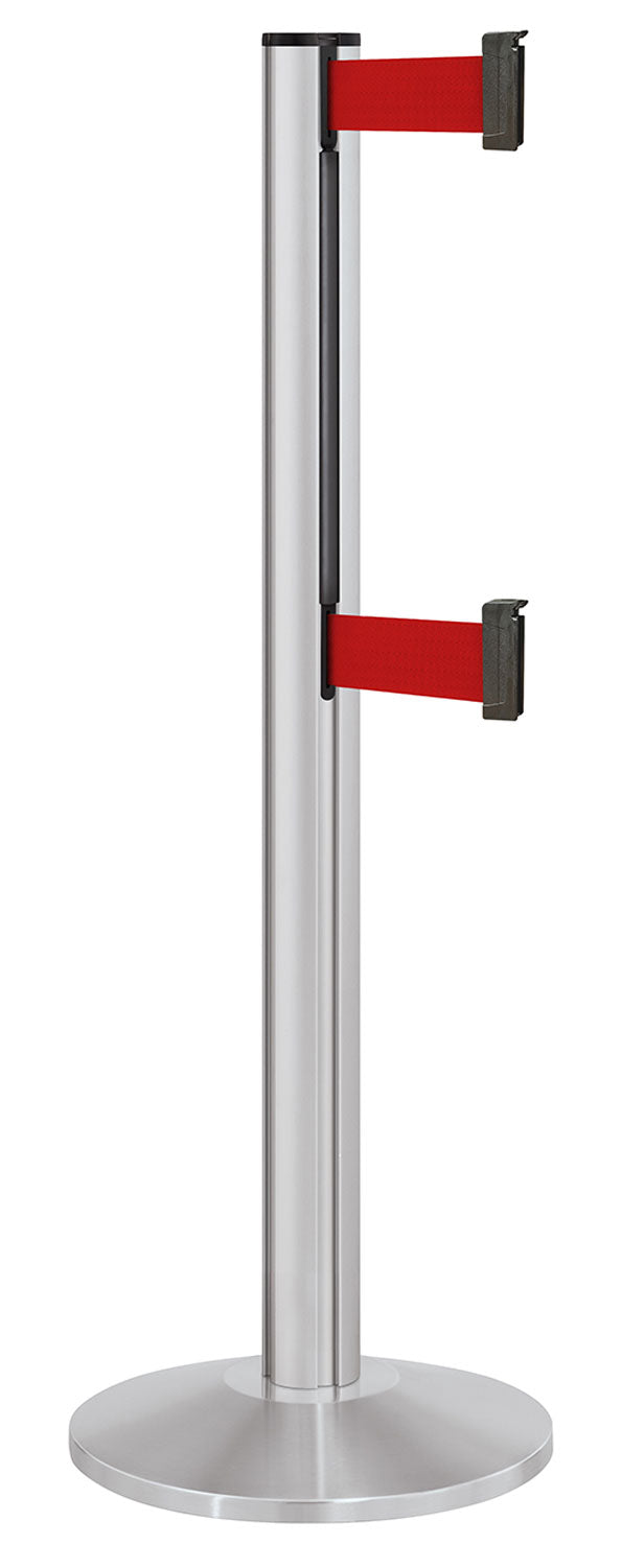 Beltrac 3000 ADA Portable Dual-Belt Stanchion | 10 FT Belts - SA - Satin - RD - Red