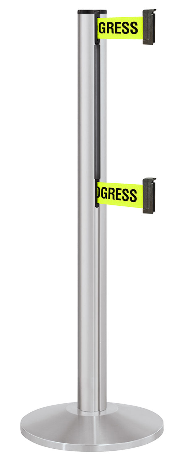 Beltrac 3000 ADA Portable Dual-Belt Stanchion | 10 FT Belts - SA - Satin - S2 - Maintenance in Progress