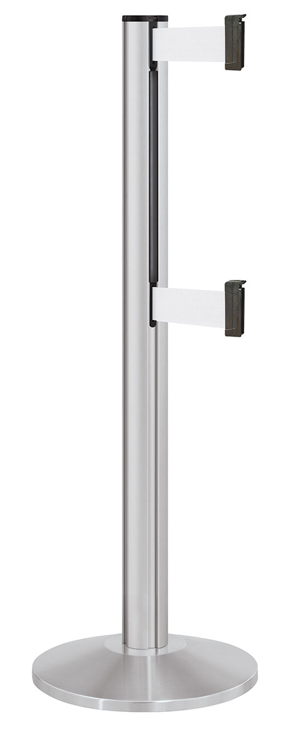 Beltrac 3000 ADA Portable Dual-Belt Stanchion | 10 FT Belts - SA - Satin - WT - White