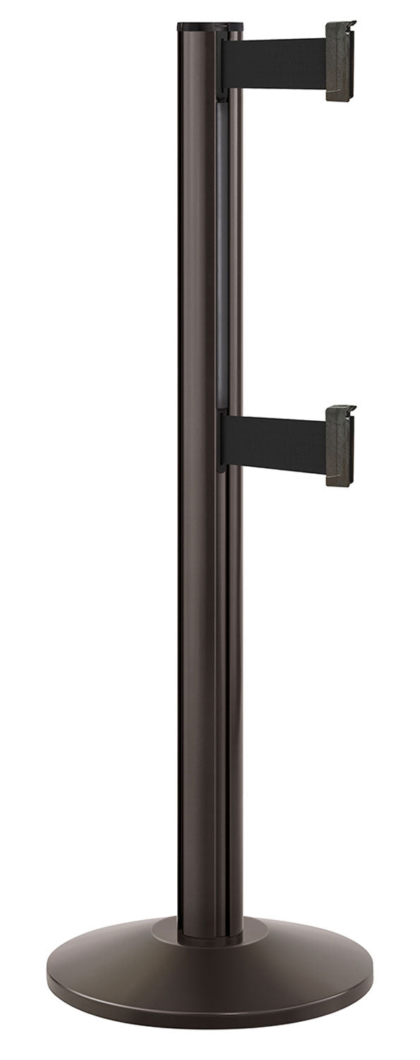 Beltrac 3000 ADA Portable Dual-Belt Stanchion | 10 FT Belts - SB - Statuary Bronze - BK - Black