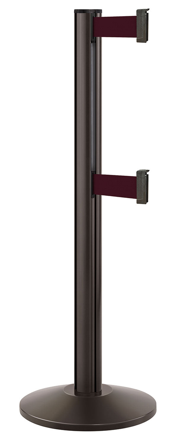 Beltrac 3000 ADA Portable Dual-Belt Stanchion | 10 FT Belts - SB - Statuary Bronze - BY - Burgundy