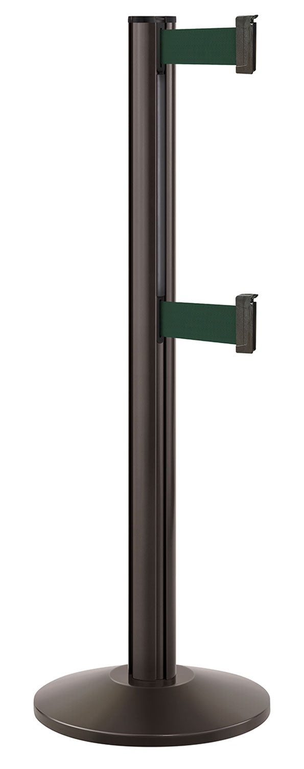 Beltrac 3000 ADA Portable Dual-Belt Stanchion | 10 FT Belts - SB - Statuary Bronze - FG - Forest Green