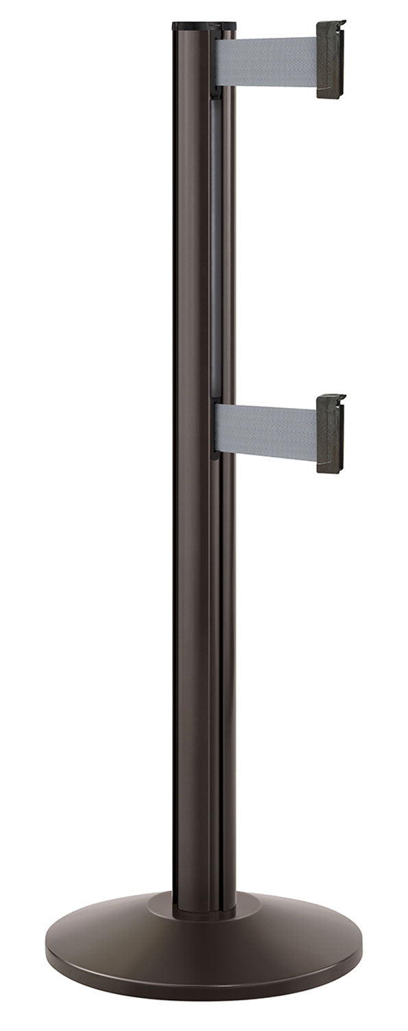 Beltrac 3000 ADA Portable Dual-Belt Stanchion | 10 FT Belts - SB - Statuary Bronze - GY - Gray