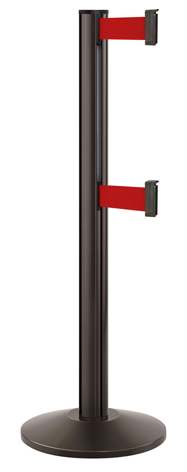 Beltrac 3000 ADA Portable Dual-Belt Stanchion | 10 FT Belts - SB - Statuary Bronze - RD - Red