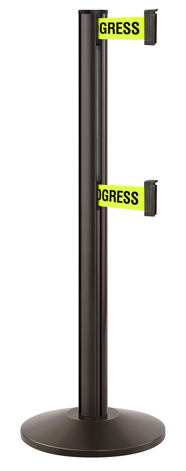 Beltrac 3000 ADA Portable Dual-Belt Stanchion | 10 FT Belts - SB - Statuary Bronze - S2 - Maintenance in Progress
