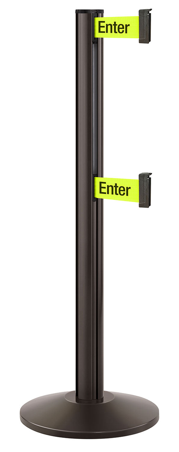 Beltrac 3000 ADA Portable Dual-Belt Stanchion | 10 FT Belts - SB - Statuary Bronze - S6 - Caution / Do Not Enter