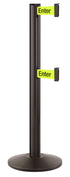 Beltrac 3000 ADA Portable Dual-Belt Stanchion | 10 FT Belts - SB - Statuary Bronze - S6 - Caution / Do Not Enter