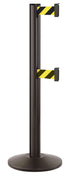 Beltrac 3000 ADA Portable Dual-Belt Stanchion | 10 FT Belts - SB - Statuary Bronze - SF - Safety Stripe