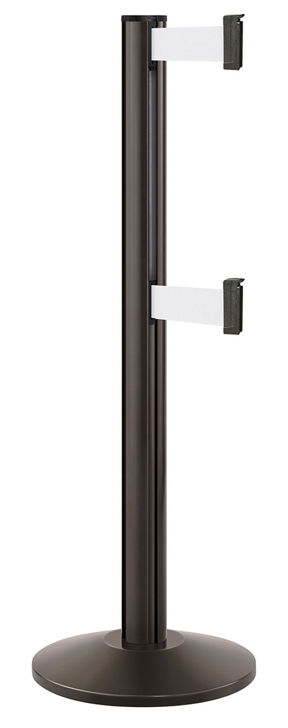 Beltrac 3000 ADA Portable Dual-Belt Stanchion | 10 FT Belts - SB - Statuary Bronze - WT - White