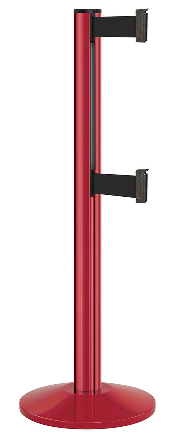 Beltrac 3000 ADA Portable Dual-Belt Stanchion | 10 FT Belts - TR - Torch Red - BK - Black