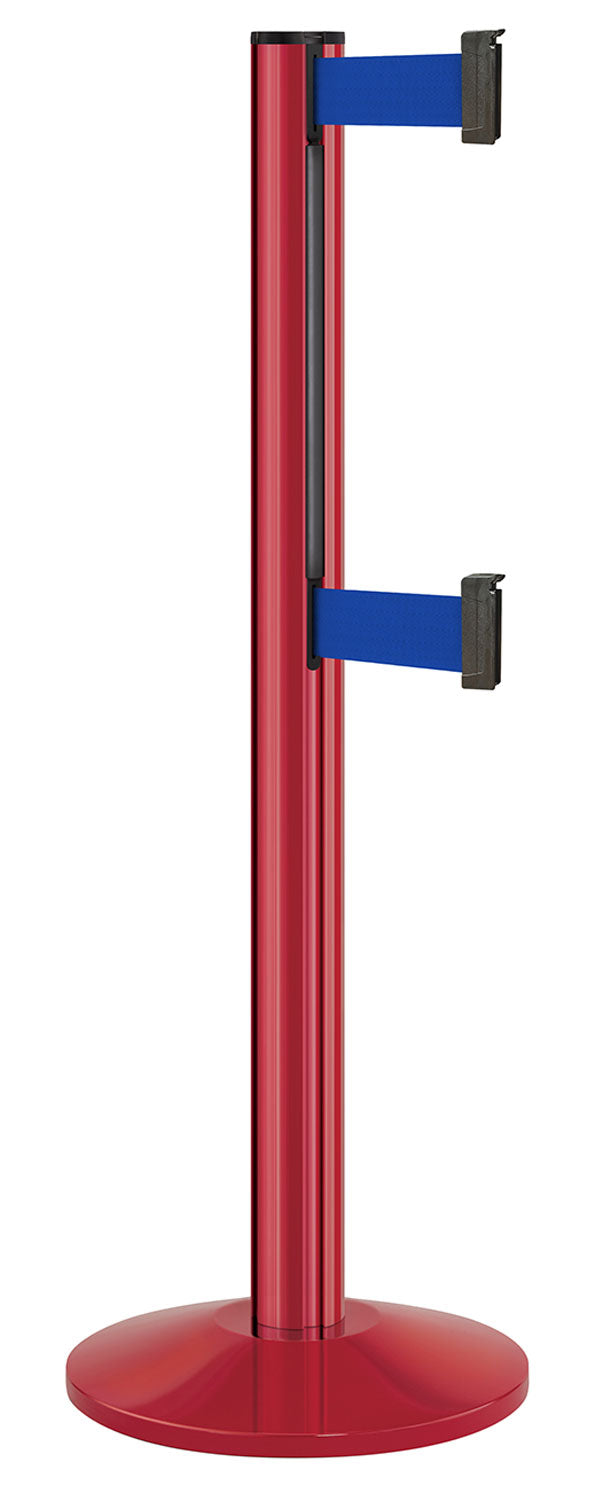 Beltrac 3000 ADA Portable Dual-Belt Stanchion | 10 FT Belts - TR - Torch Red - BL - Blue