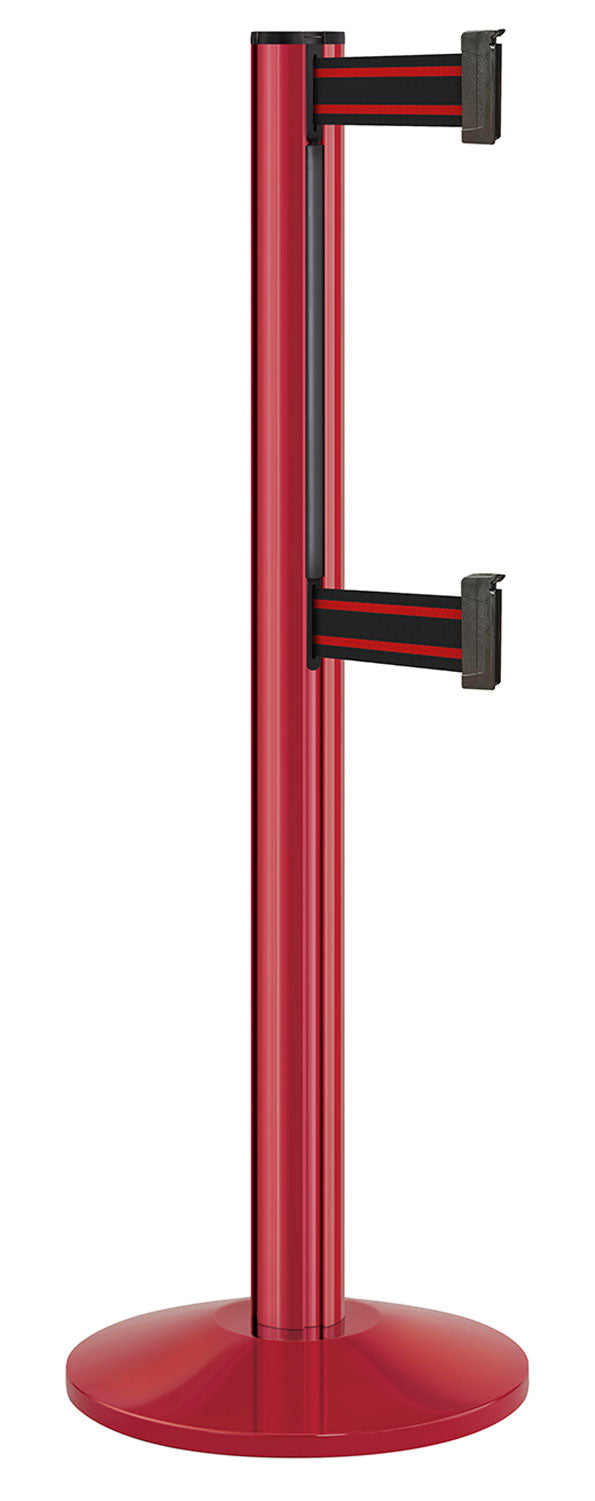 Beltrac 3000 ADA Portable Dual-Belt Stanchion | 10 FT Belts - TR - Torch Red - BR - Black/Red